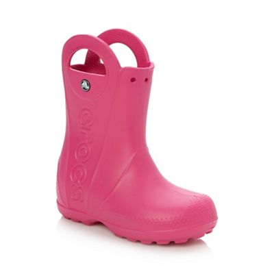 Crocs Girl's bright pink handle wellies